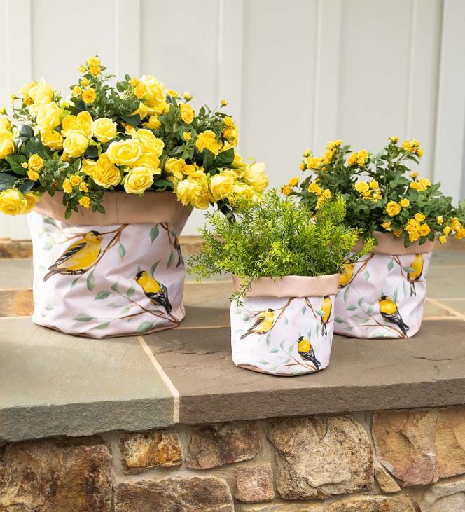 hoov & aed 820L947 linnukujundusega voodriga lõuendist istutusmasinad, komplektis 3 - punane kardinal Plow & Hearth