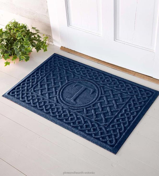 hoov & aed 820L1008 vesihog kaablikangast uksematt ühe initsiaaliga, 2' x 3' - tumesinine Plow & Hearth