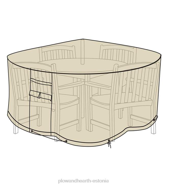 hoov & aed 820L1037 deluxe suur ümmargune laua ja toolide kate - tan Plow & Hearth