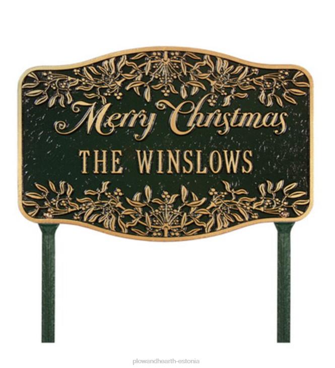 hoov & aed 820L711 Ameerikas valmistatud isikupärastatud jõuluõue silt valatud alumiiniumist - roheline Plow & Hearth