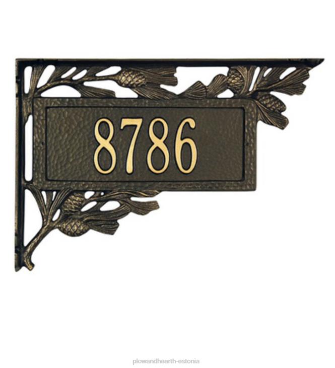 hoov & aed 820L724 Ameerikas valmistatud isikupärastatud männikäbi kahepoolne postkasti aadressi marker valatud alumiiniumist - must Plow & Hearth