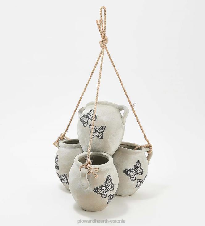 hoov & aed 820L1002 rippuv vintage neljapotiga istutusmasin - terrakota kiilid Plow & Hearth