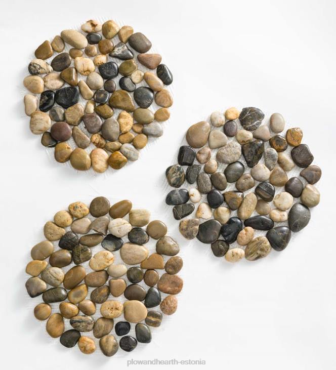 hoov & aed 820L688 looduslikud jõekivist astmekivid painduva pvc-alusega, komplektis 3 Plow & Hearth