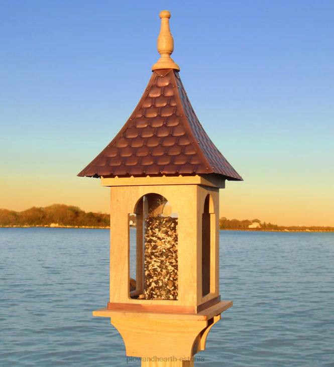 hoov & aed 820L766 käsitsi haamriga vasest ja peitsimata lehtpuust villa stiilis linnutoitja Plow & Hearth