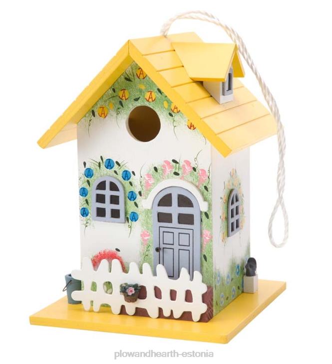 hoov & aed 820L859 värviline suvila rippuv linnumaja nööriga - kollane lill Plow & Hearth