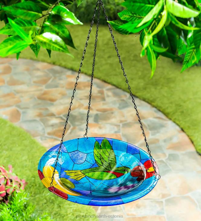 hoov & aed 820L834 klaasist rippuv koolibri linnuvann Plow & Hearth