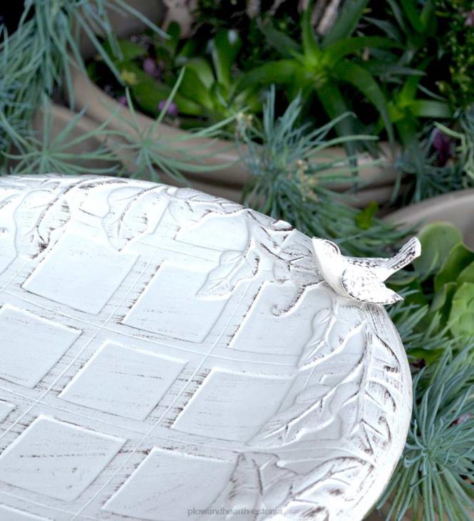 hoov & aed 820L835 inglise luuderohi metallist linnuvann - vintage valge Plow & Hearth