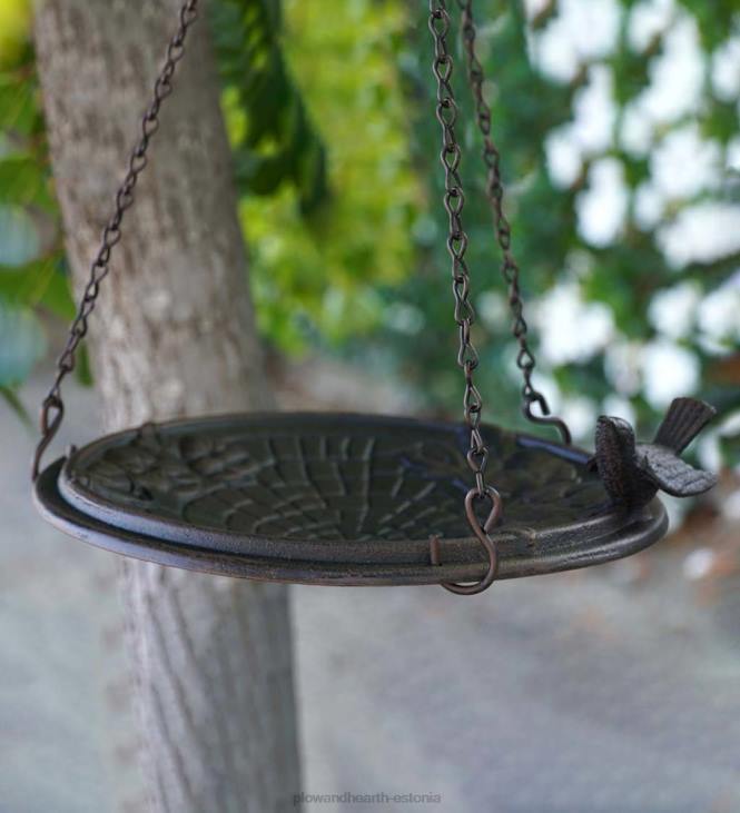 hoov & aed 820L851 lilleline munakivimotiiv rippuv metallist linnuvann - vaserooste Plow & Hearth