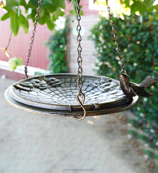 hoov & aed 820L851 lilleline munakivimotiiv rippuv metallist linnuvann - vaserooste Plow & Hearth