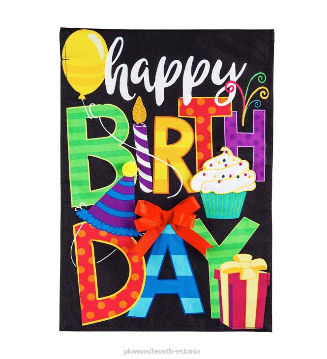 hoov & aed 820L326 palju õnne sünnipäevaks aia linane lipp Plow & Hearth