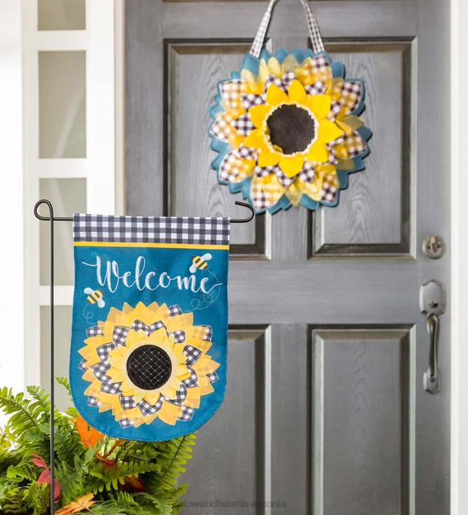 hoov & aed 820L589 ruuduline päevalilleriie aialipp Plow & Hearth