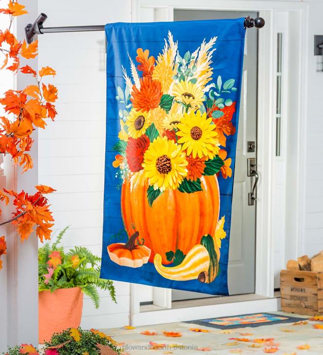 hoov & aed 820L622 lilleline kõrvitsa linane majalipp Plow & Hearth