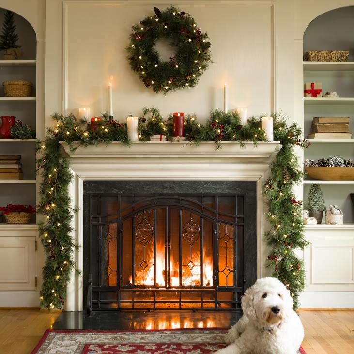 kamin 820L2876 kaheukseline kaminaekraan klaasist lillepaneelidega Plow & Hearth