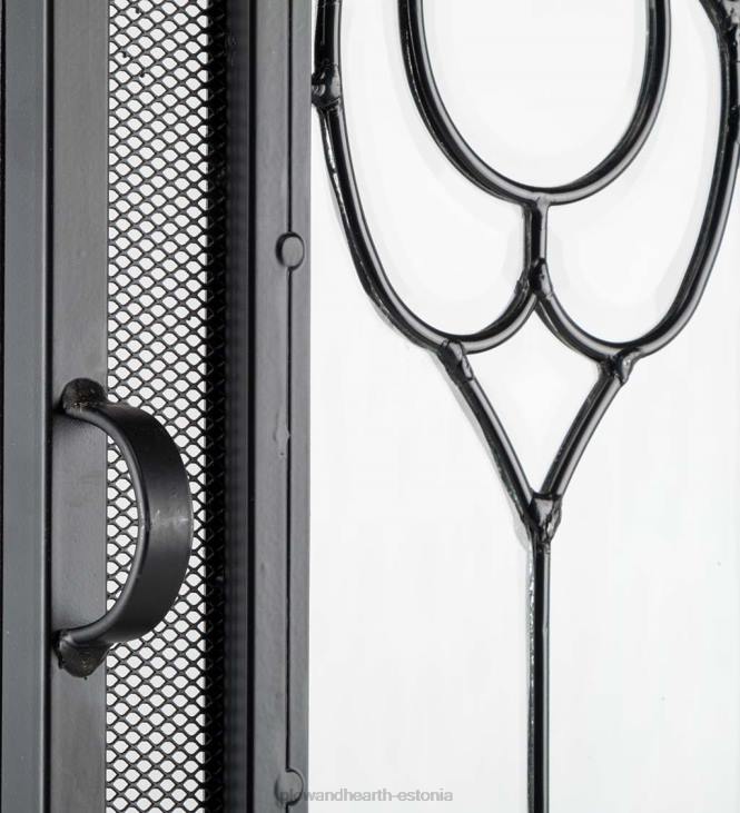 kamin 820L2876 kaheukseline kaminaekraan klaasist lillepaneelidega Plow & Hearth