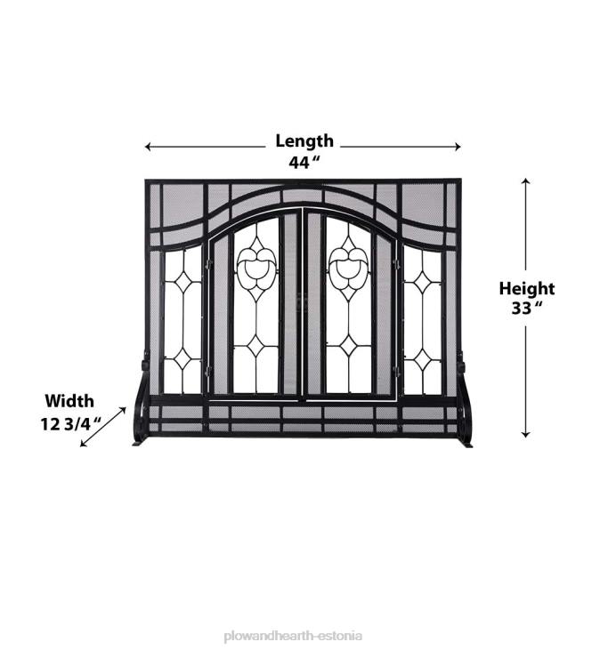 kamin 820L2877 väike kaheukseline kaminaekraan klaasist lillepaneelidega - must Plow & Hearth