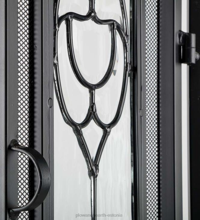 kamin 820L2877 väike kaheukseline kaminaekraan klaasist lillepaneelidega - must Plow & Hearth