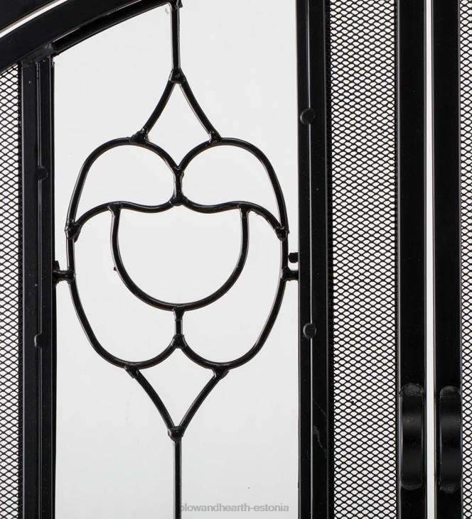 kamin 820L2877 väike kaheukseline kaminaekraan klaasist lillepaneelidega - must Plow & Hearth