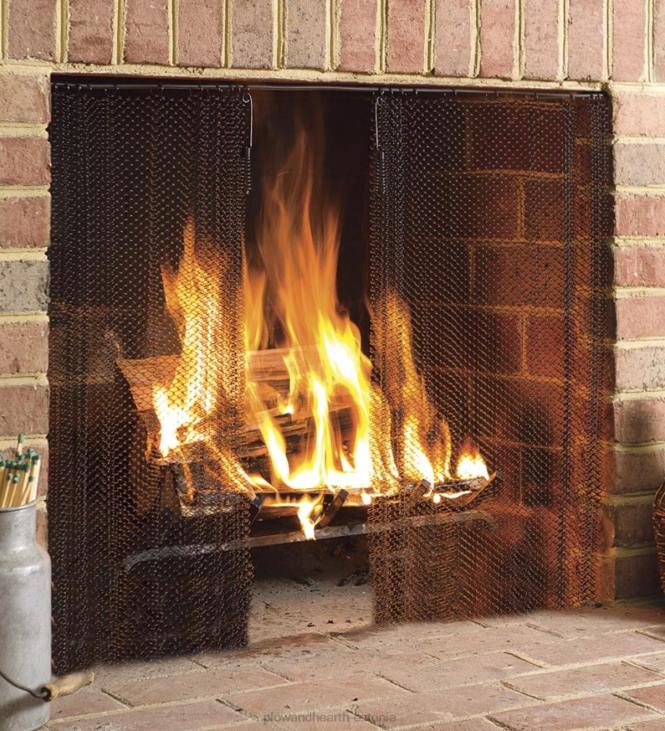 kamin 820L2898 must võrkkardin kaminaekraaniga kardinapaarid Plow & Hearth