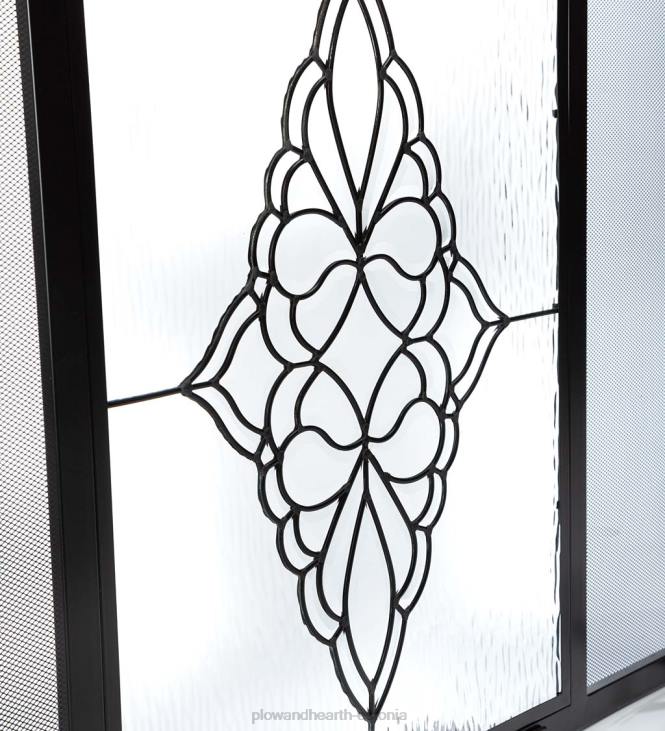 kamin 820L3154 väike st. charles klaasist medaljon lamekaitse tuleekraan - must Plow & Hearth