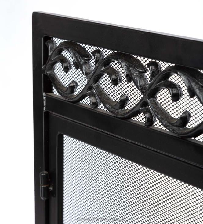 kamin 820L3181 väike malmist kerimisega tuleekraan ustega - must Plow & Hearth