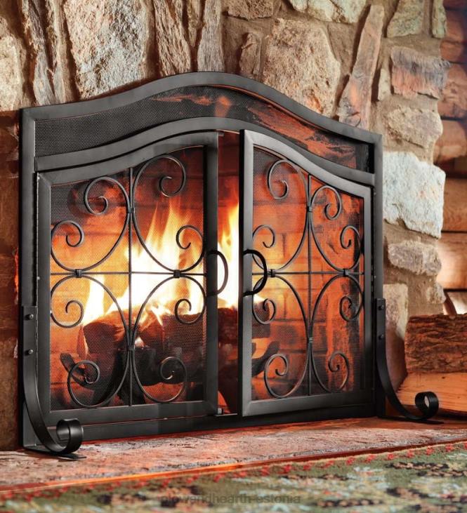 kamin 820L3243 suur harjas kaminaekraan ustega - must Plow & Hearth
