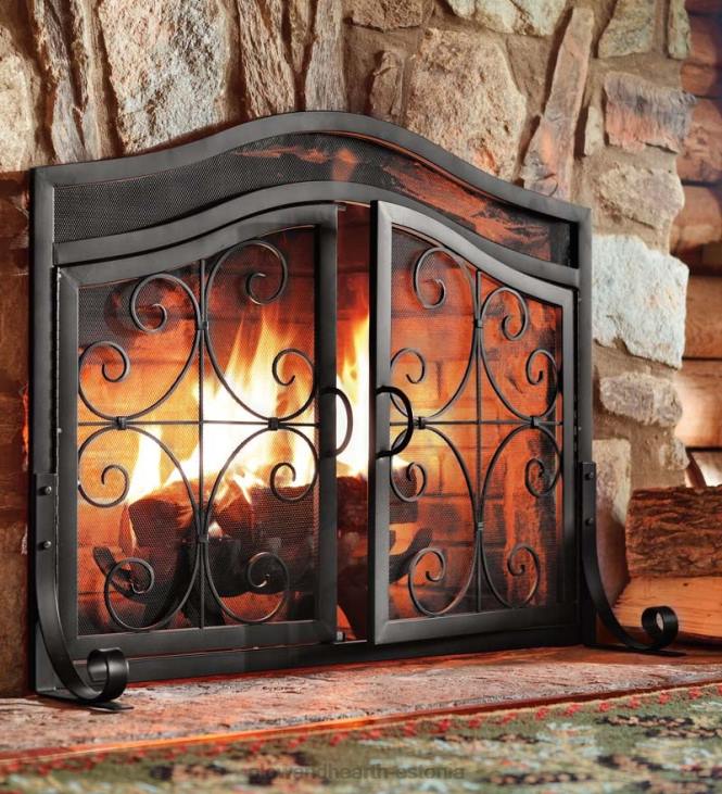 kamin 820L3243 suur harjas kaminaekraan ustega - must Plow & Hearth