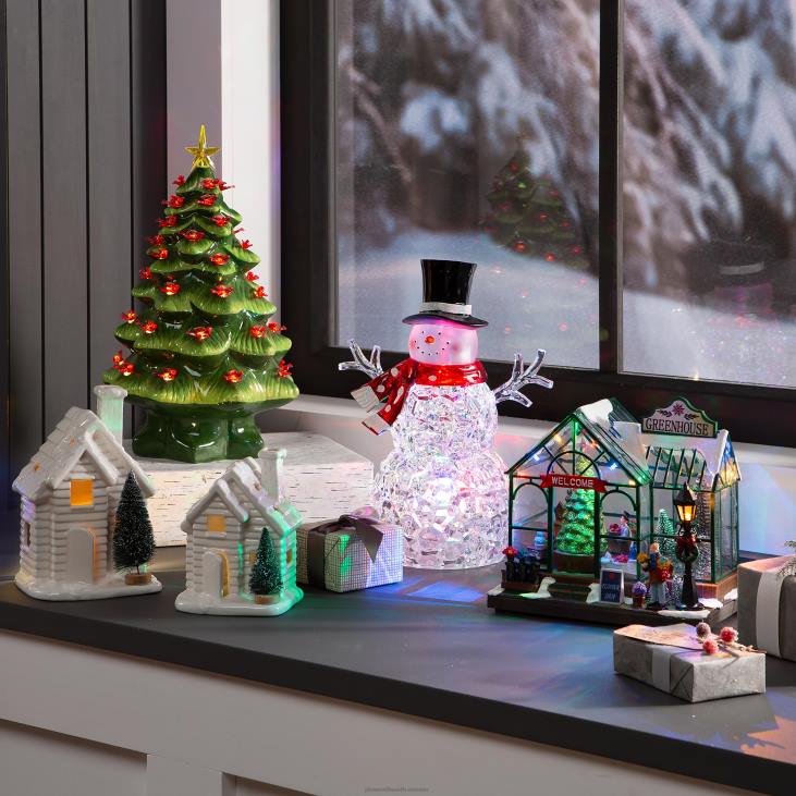 kamin 820L2821 mitmevärviline valgustatud lumememme lauakaunistus Plow & Hearth