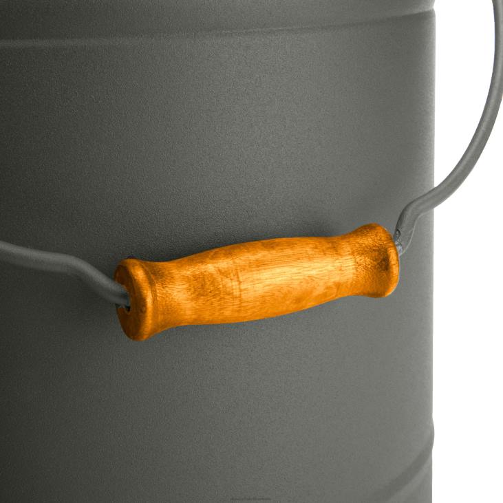 kamin 820L2824 luksuslik tsingitud tuhaämber käepideme, kaane ja kahekihilise põhjaga - süsimusta Plow & Hearth