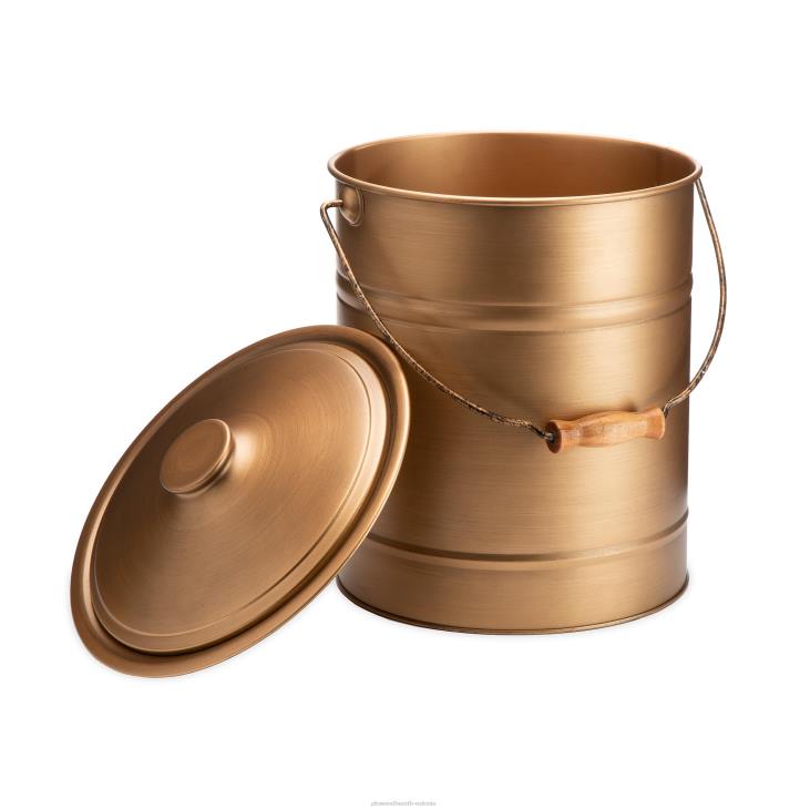 kamin 820L2824 luksuslik tsingitud tuhaämber käepideme, kaane ja kahekihilise põhjaga - süsimusta Plow & Hearth