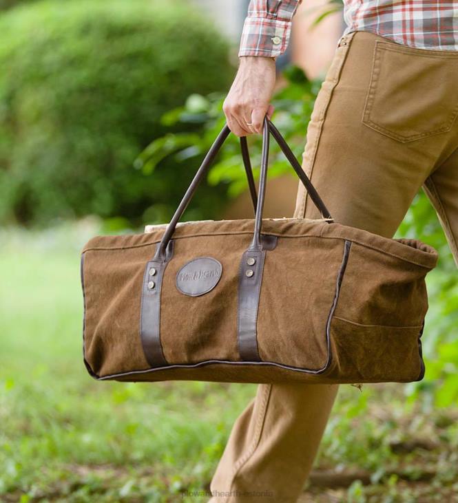 kamin 820L2863 vastupidav nahast käepidemetega lõuendist palgikandja Plow & Hearth