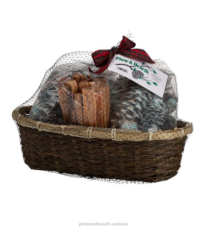 kamin 820L2706 tulekäitaja pühadekinkekorv rasvapuu, värvikoonuste ja vahakäbidega Plow & Hearth