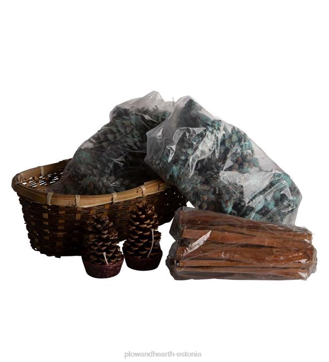 kamin 820L2706 tulekäitaja pühadekinkekorv rasvapuu, värvikoonuste ja vahakäbidega Plow & Hearth