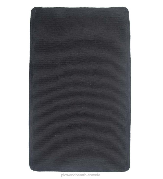 tarvikud 820L2807 sinine harjaga ristkülik villane punutud vaip, 3' x 5' - must Plow & Hearth