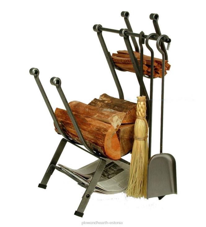 tarvikud 820L2737 Ameerikas valmistatud vasardatud terasest eestlaetav palgiriiul koos 3 tööriista komplektiga Plow & Hearth