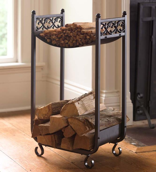 tarvikud 820L2961 kompaktne palgiriiul, kerimiskonstruktsiooniga malm - must Plow & Hearth