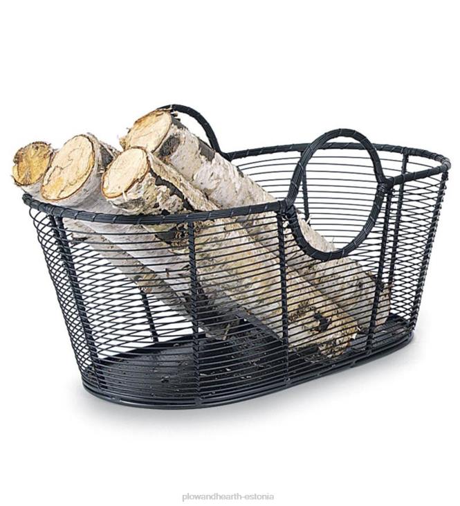 tarvikud 820L2965 väike terastraadist palgikorv - must Plow & Hearth