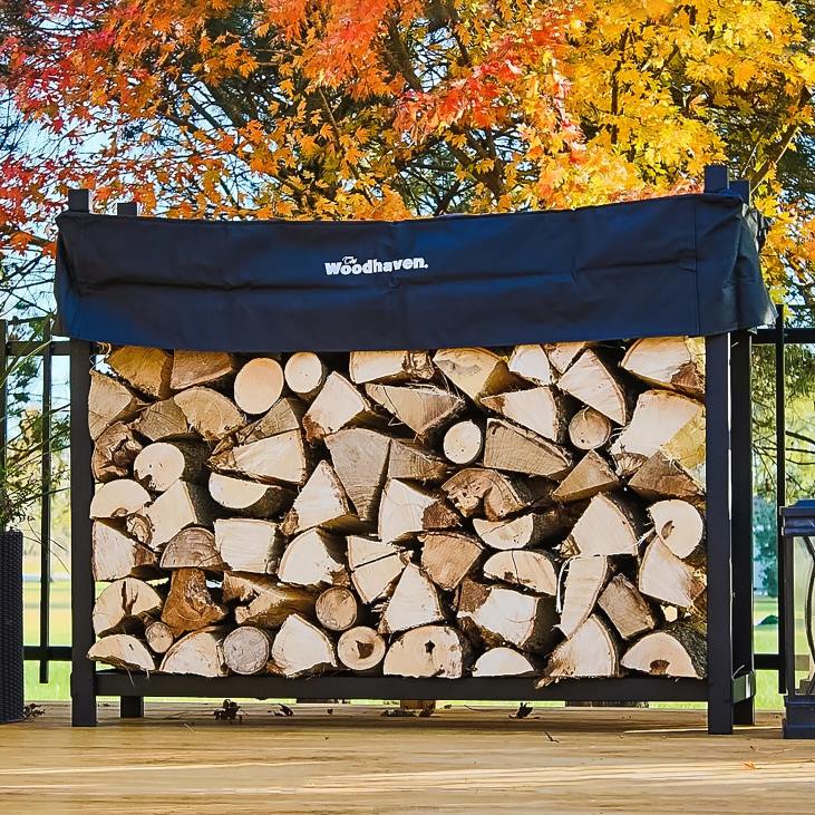 tarvikud 820L2849 kaasaskantav kaanega puidust riiul Plow & Hearth