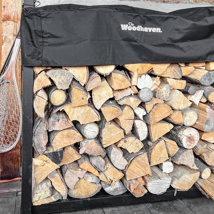 tarvikud 820L2849 kaasaskantav kaanega puidust riiul Plow & Hearth