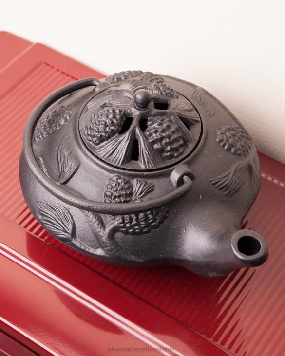 tarvikud 820L2840 malmist puupliidi veekeetja auruti männikäbi disainiga - must Plow & Hearth