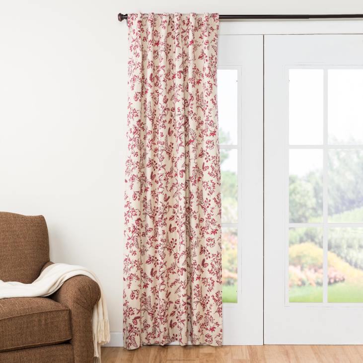 majatarbed 820L2558 botanical toile isoleeritud topeltvoodriga puuvillane kardinapaneel varrastega taskuga Plow & Hearth
