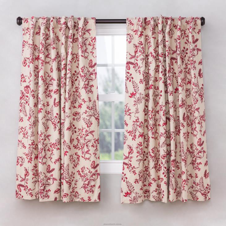 majatarbed 820L2558 botanical toile isoleeritud topeltvoodriga puuvillane kardinapaneel varrastega taskuga Plow & Hearth