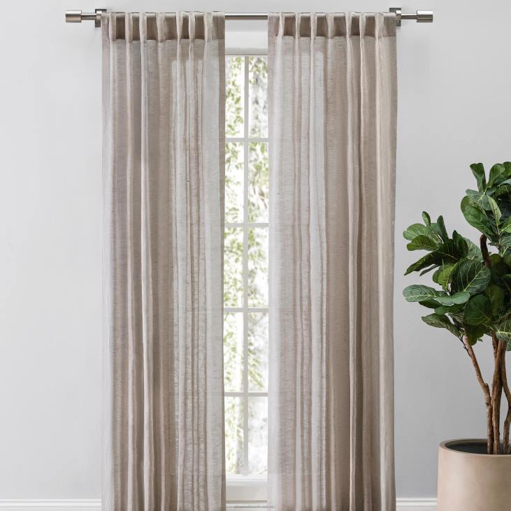 majatarbed 820L2595 gabriela läbipaistev linane varda tasku/tagaosa paneel - kaerahelbed - 48 x 120 Plow & Hearth