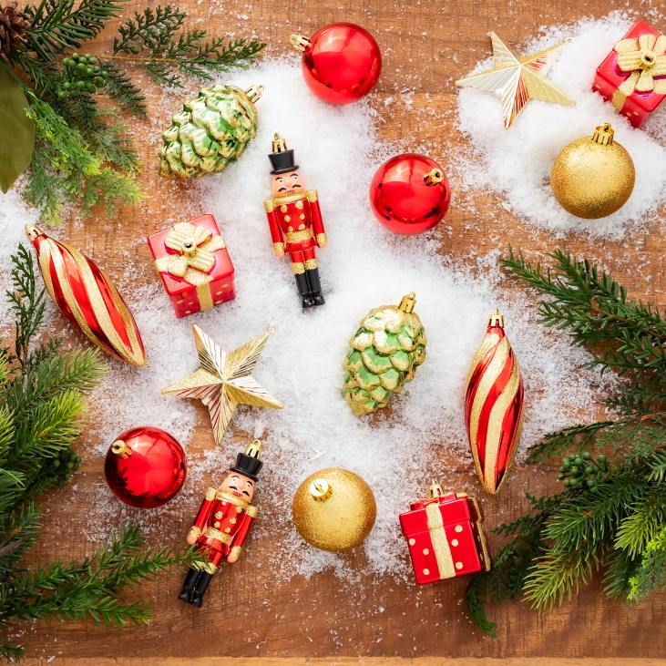 majatarbed 820L2329 punased/kuldsed purunemiskindlad kuuseehted, 20 tk. Plow & Hearth