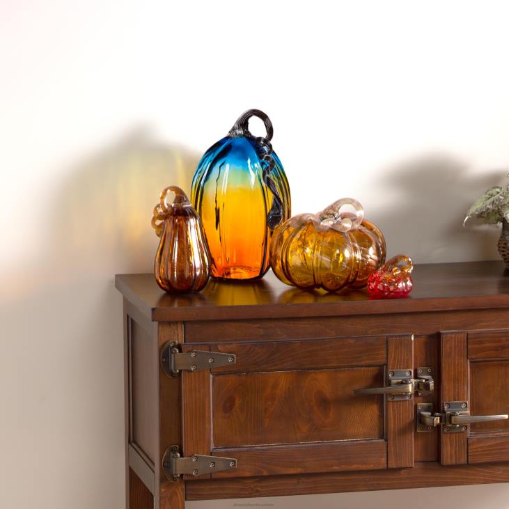 majatarbed 820L2359 klaasist kõrvitsa lauakaunistus, komplektis 4 Plow & Hearth