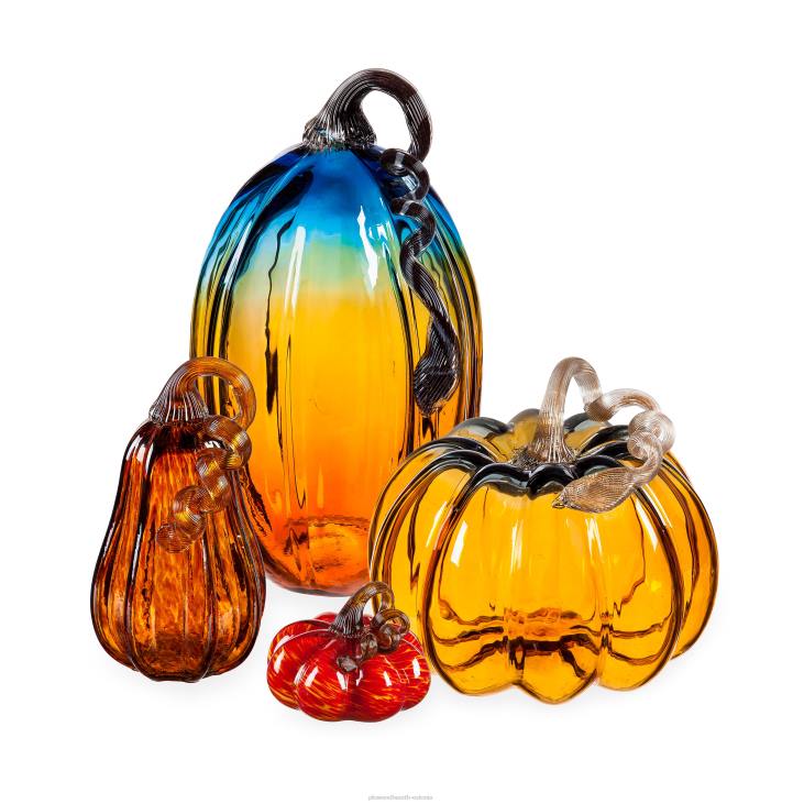 majatarbed 820L2359 klaasist kõrvitsa lauakaunistus, komplektis 4 Plow & Hearth