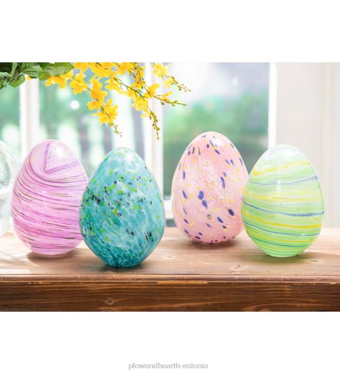 majatarbed 820L2402 värvilised klaasist lihavõttemunad, komplektis 4 Plow & Hearth