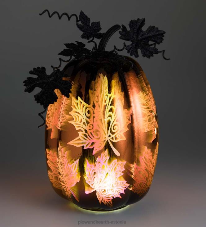 majatarbed 820L2411 elavhõbedaklaasist valgustatud kõrvitsa halloweeni aktsent - sinine ämblikuvõrk Plow & Hearth