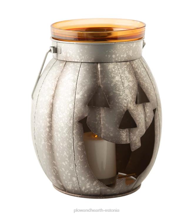 majatarbed 820L2423 halloweeni kõrvitsa metallist latern väreleva led-küünlaga - hõbedane Plow & Hearth