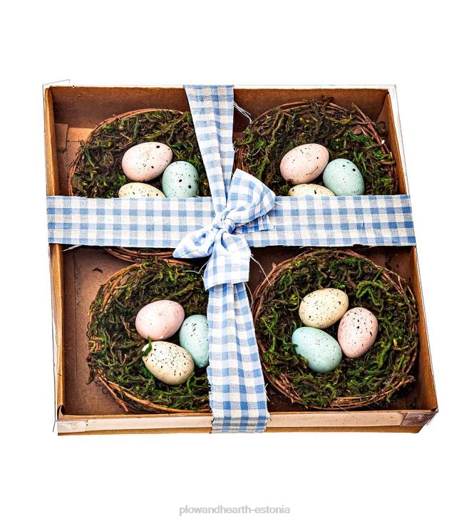 majatarbed 820L2434 Kunstlik lihavõttelinnupesa lauakaunistus kinkekarbis, komplektis 4 Plow & Hearth