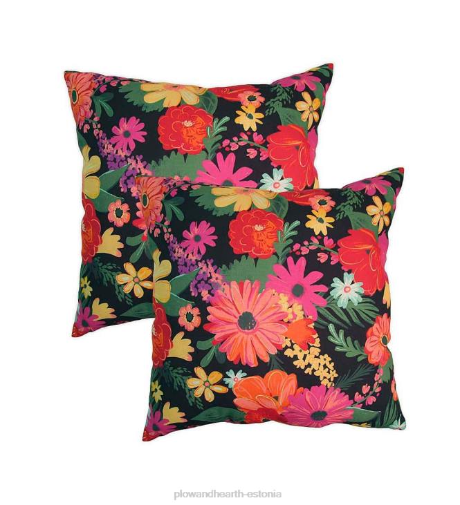 majatarbed 820L3196 asenduspadjad nööriga võrkkiige kiige jaoks, komplektis 2 - must lilleline Plow & Hearth